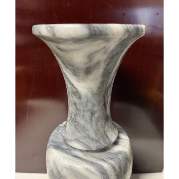 Vintage Gray And White Marble Flower Home Decor Vase 8" - Picture 8 of 10